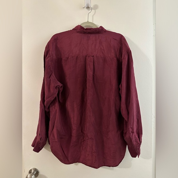 Basix Vintage Wine Silk Button Down - Picture 2 of 6